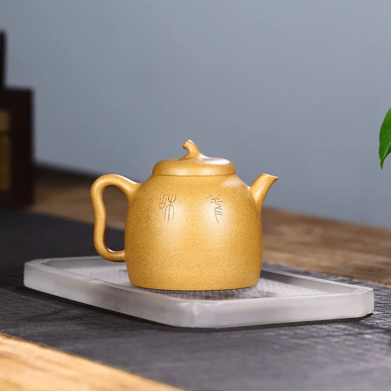 Drop-Shipping Handmade Yixing Pure Purple Clay Teapot With Engraved Design High-End Set For Tea Enjoyment