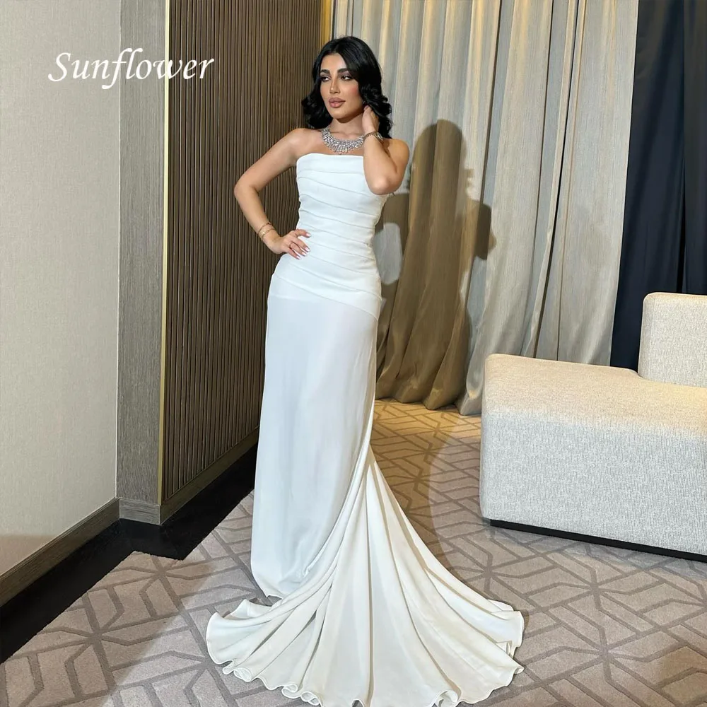 

Sunflower Strapless Crepe Mermaid Evening Dresses Saudi Arabia Backless Formal Occasion Dresses Floor-Length Party Gowns