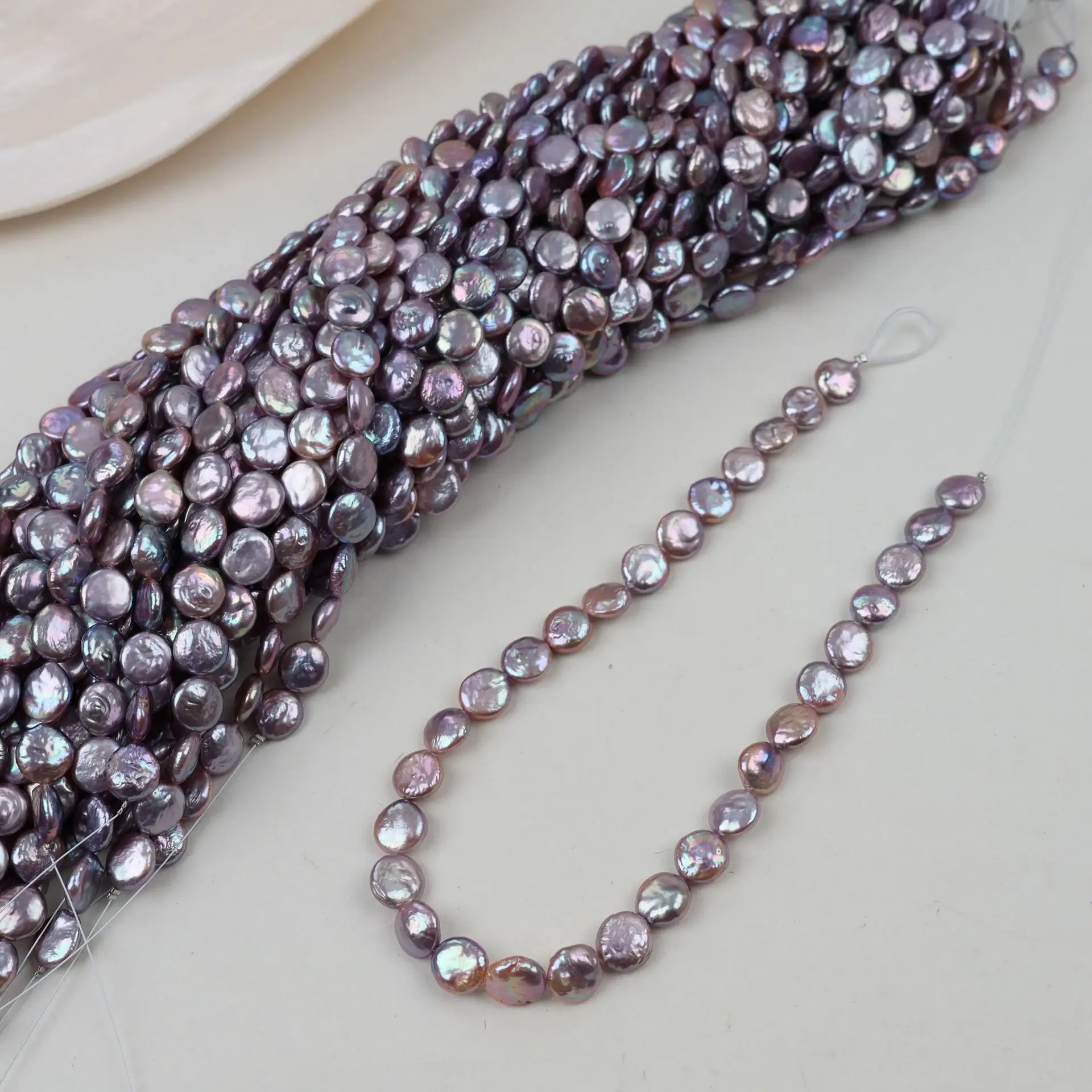 

12-13mm A strand 38cm Purple Button Freshwater Pearl Loose Beads DIY Necklace Semi Finished Jewelry Craft Handmade Accessory