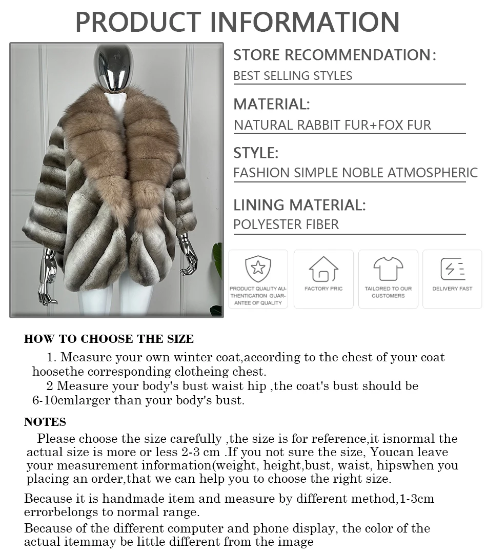 Women's Coat Real Rex Rabbit Fur Coat Women Luxury Winter Natural Fox Fur Jacket Chinchilla Color Natural Rabbit Fur Coats