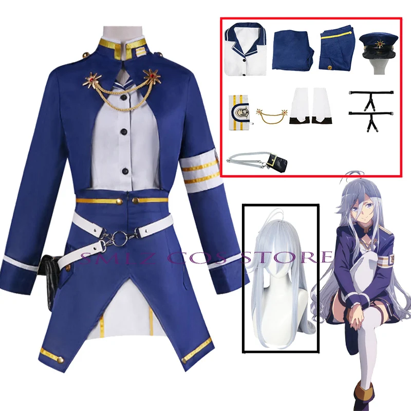 86 Eighty Six Cosplay Costume pour femme, Anime Vladilena Milize, Savon sanglant militaire, Uniforme, Tenues d'Halloween, Perruque