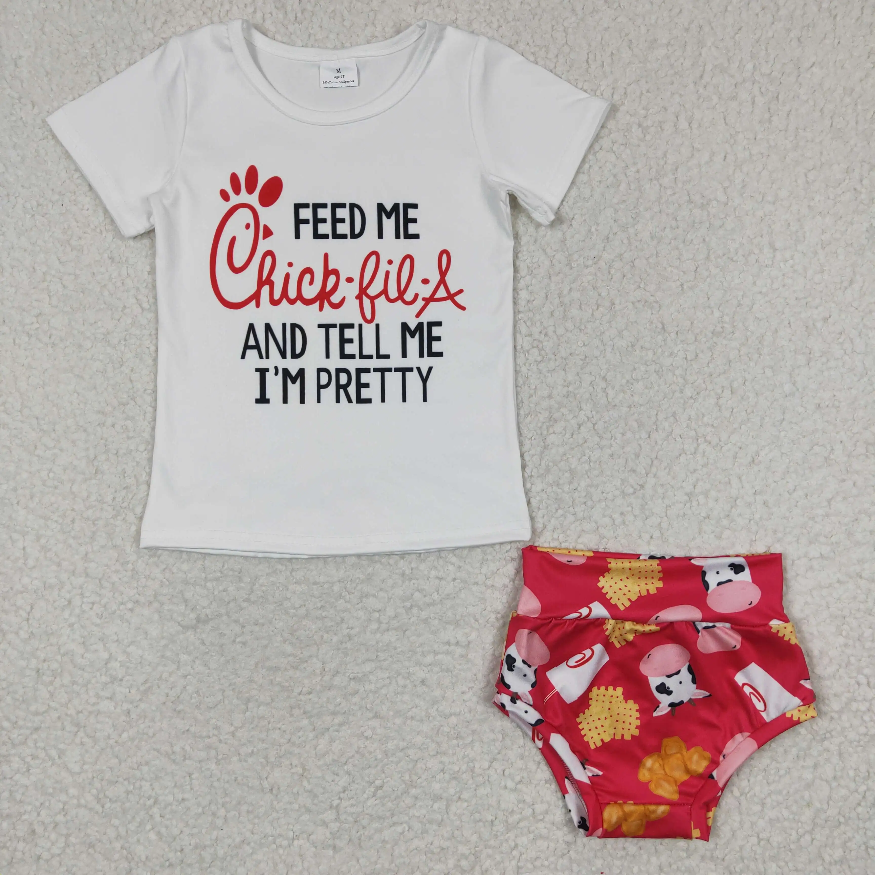 L​atest Design 2023 NO MOQ Cow Chicken Pattern Boutique Baby Girls Clothes Newborn Toddler Bummie Sets