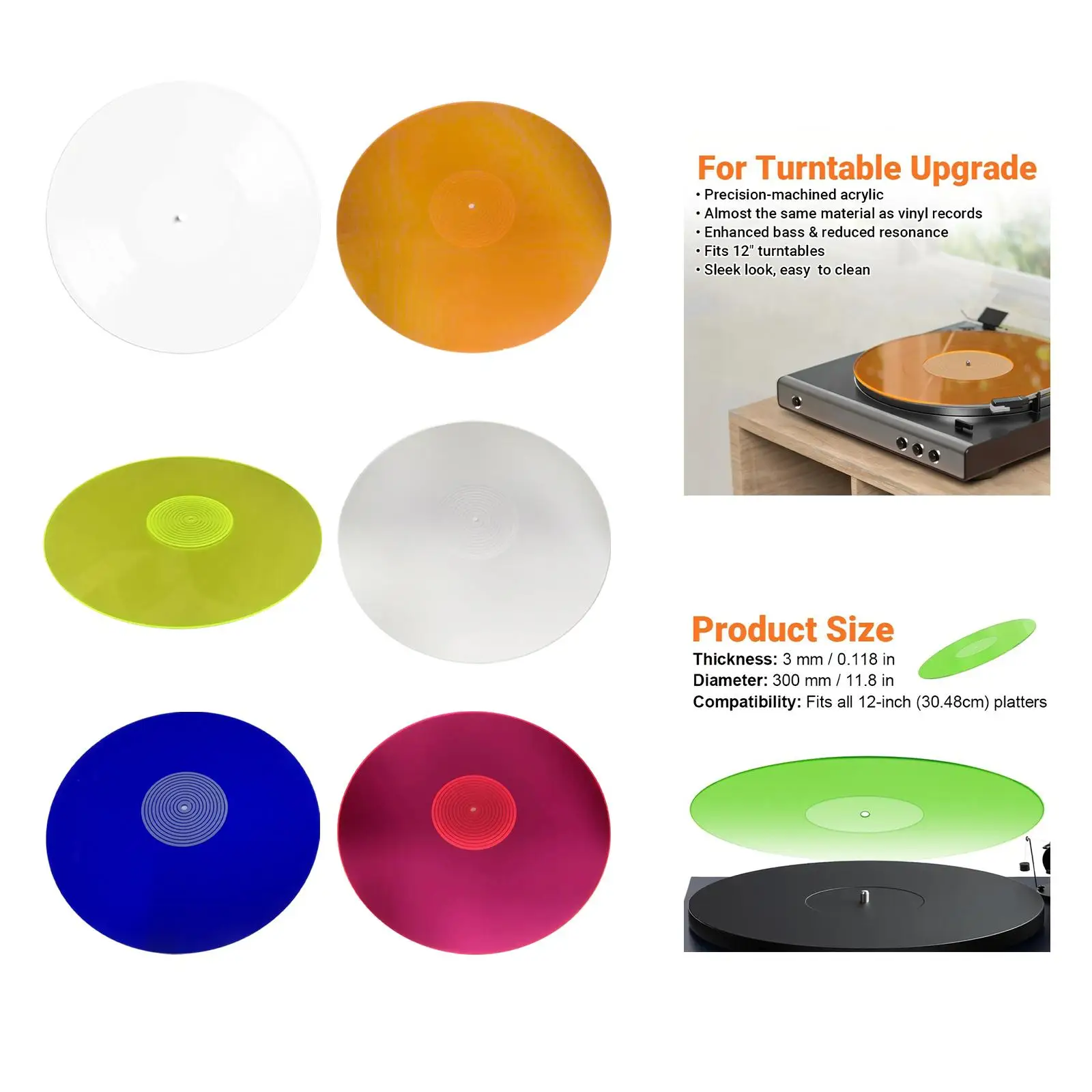 12 inch Dia Turntable Platter Mat Record Player Mat Professional High Performance Spare Part Accessory Slipmat Record Pad