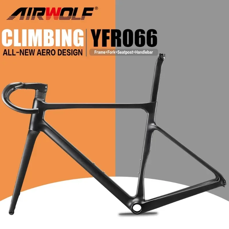 

Airwolf T1100 Carbon Road Frame 700*38c Carbon Bike Frame Road Bicycle Frame 142*12mm Boost Thru-Axle Disc Brake Bike Frameset