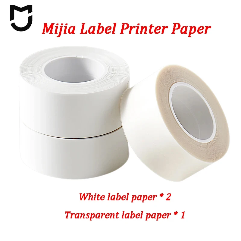 

Оригинальная бумага для принтера этикеток Mijia, 3 рулона, водонепроницаемая термобумага для печати, белая прозрачная этикеточная бумага