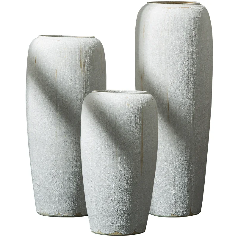 The product can be customized.Floor to ceiling vase large white living room dry floral art modern home stoneware Chinese