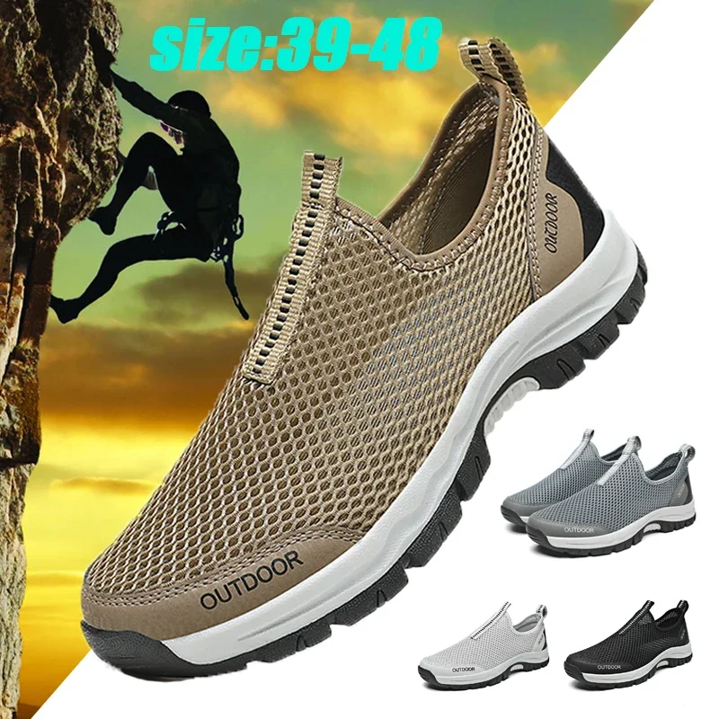 Mesh Men\'s Casual Shoes Summer Outdoor Breath Sneakers Non-slip Climbing Hiking Water Shoes Men\'s Loafers Footwear Free Shipping