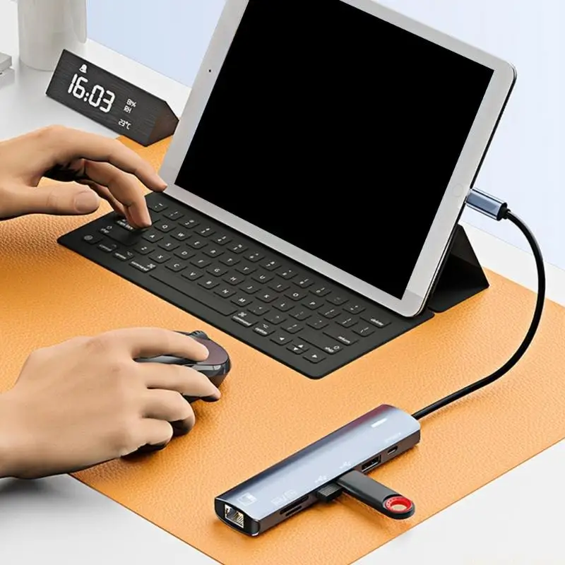 USB Type C Connection Dock For Visual Output Ethernet Port And Media Card Slots