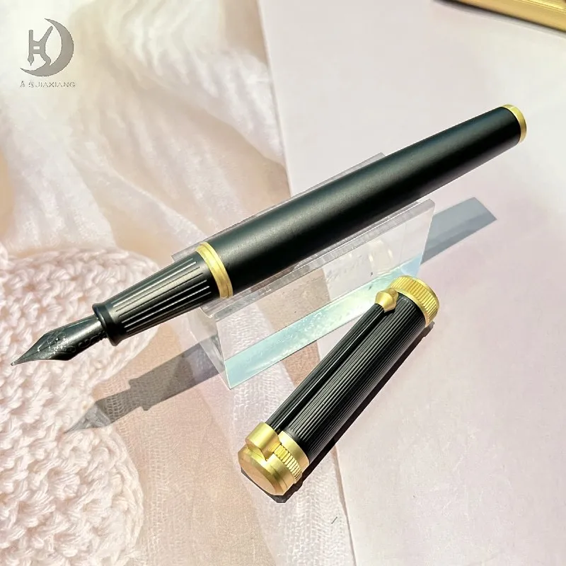 

Luxury Fountain Pen Stunning Black Lacquer Pen, Gold Finish with Fine /0.38mm nib Best Pen Gift for Men & Women, Professional,