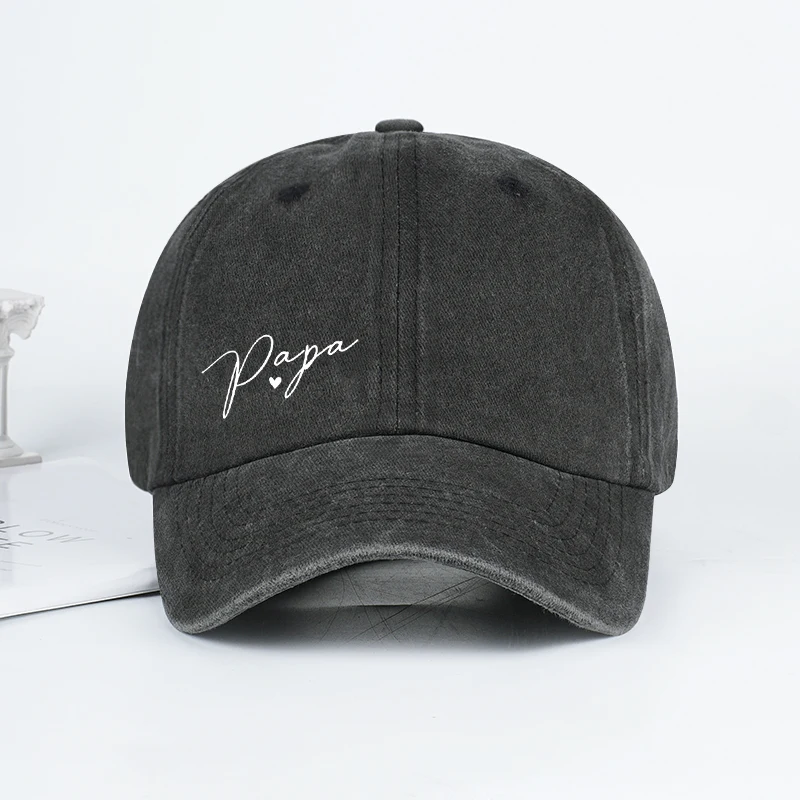 Retro “Papa” Handwritten Print Washed Baseball Cap - Simple Adjustable Sun Hat - Men's Father's Day Gift - Camping & Fishing
