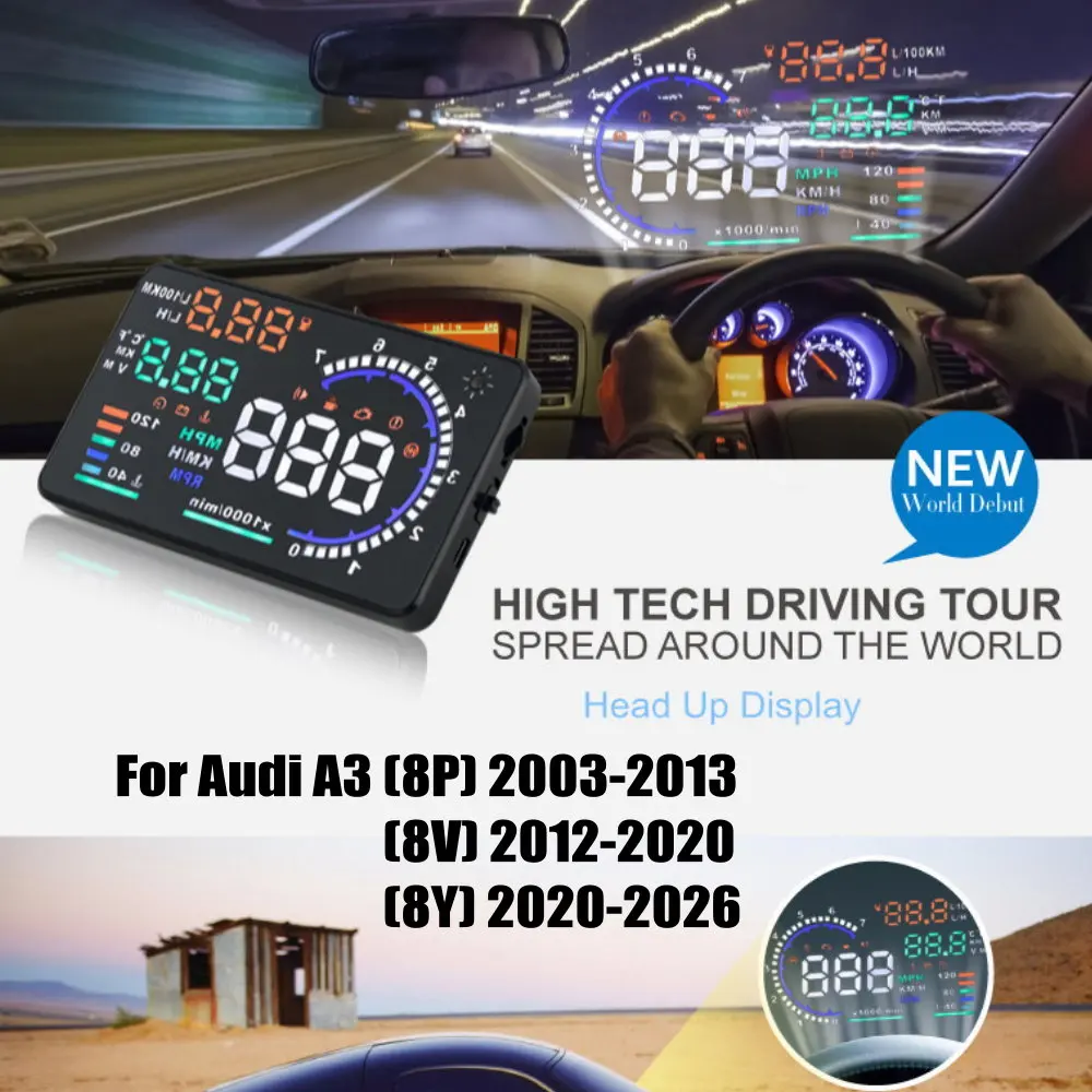 Car HUD Head Up Display LED Windshield Projection For Audi A3 (8P) 2003-2013 (8V) 2012-2020 (8Y) 2020-2026 view 2