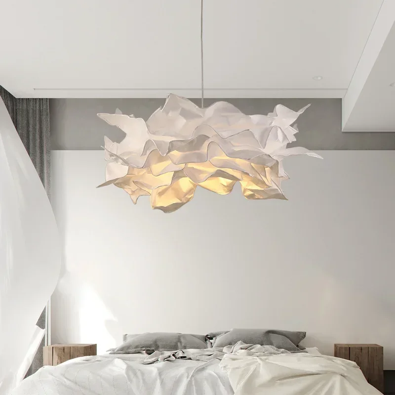 DIY Pendant Lamps LED Handmade for Restaurant Cloth Shop Lighting White Paper Hanging Light for Ceiling Luminaire E27