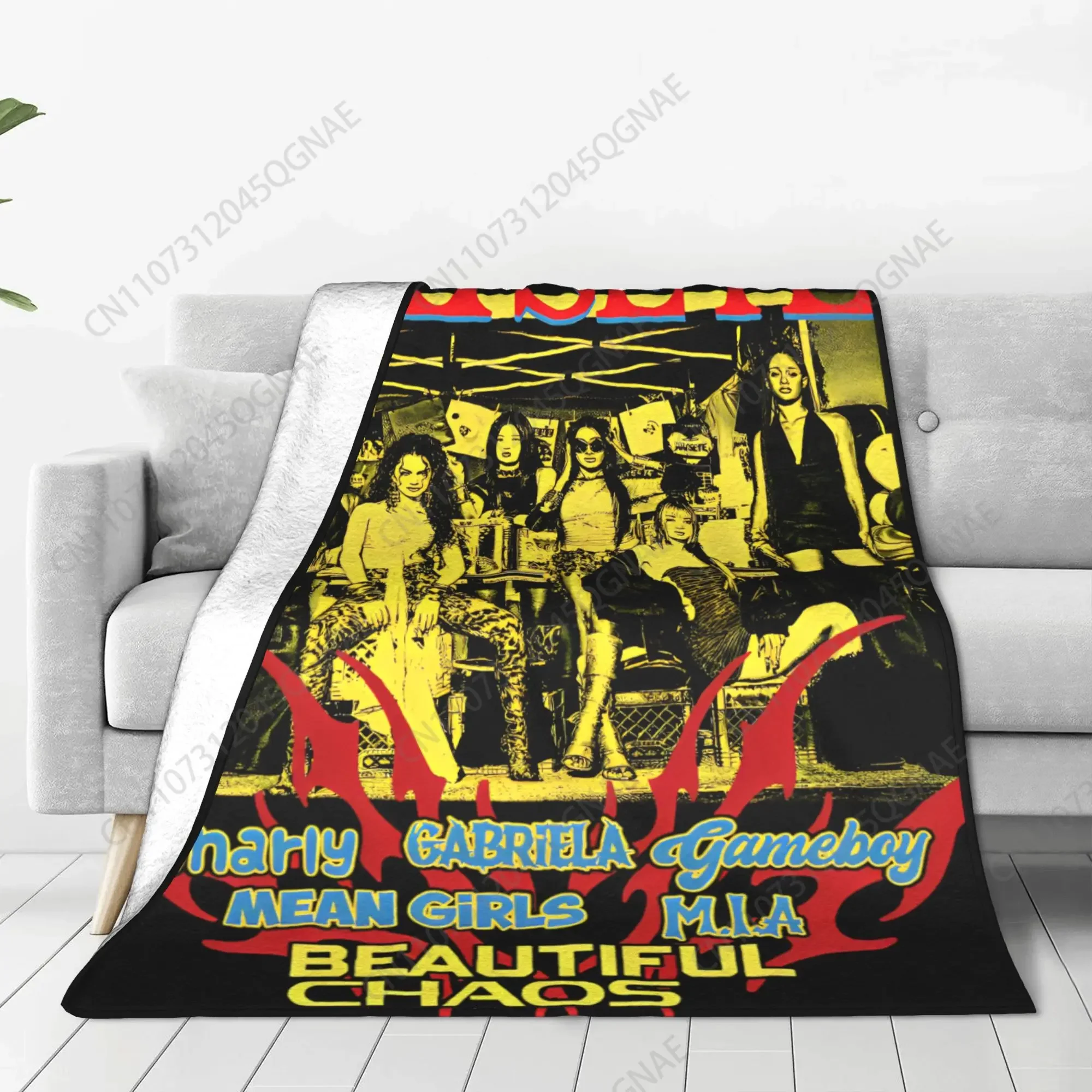 Custom Katseye Gnarly Gabriela Blanket Beautiful Chaos Tracklist Flannel Throw Blankets Air Conditioning Decoration Soft Warm Be