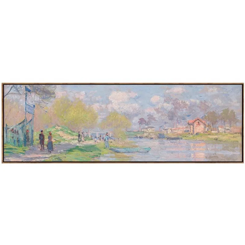 Decorative painting living room mural high-end Monet and Van Gogh famous paintings hanging bedroom bedside sofa background wall