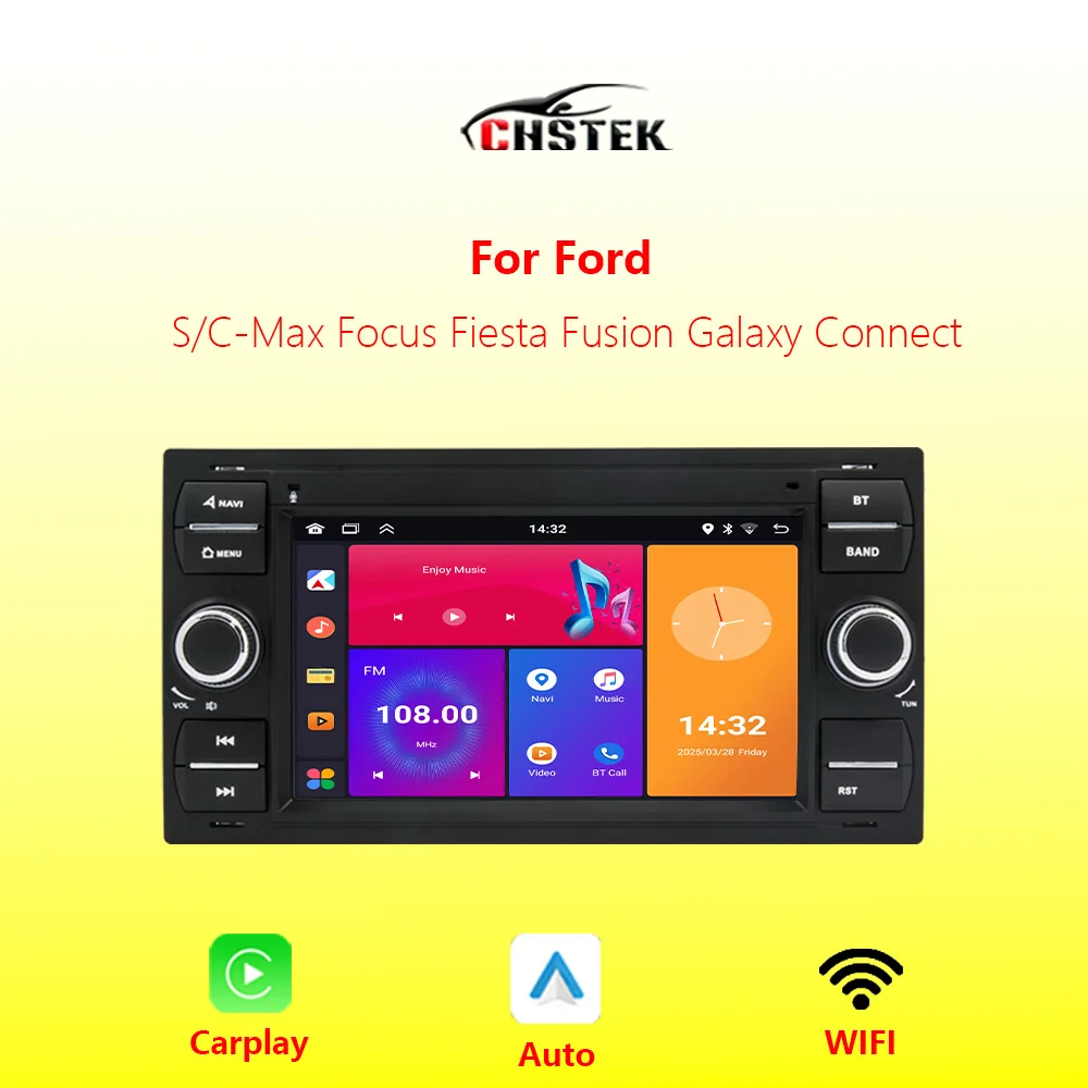 Car Radio Carplay For Ford Fusion Galaxy Focus C/S-Max Connect Kuga Mondeo Android Auto Navigation Bluetooth WIFI Stereo CHSTEK