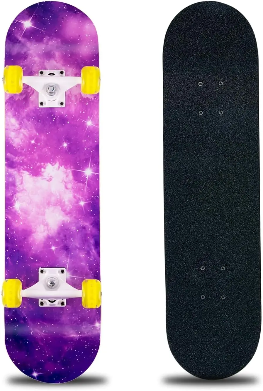 لوح تزلج كامل مقاس 31 × 8 بوصة، سطح خشب القيقب مكون من 8 طبقات للأطفال والمراهقين والبالغين والمبتدئين #1