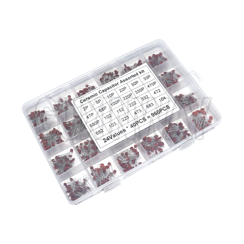 Conjunto de kit de capacitor cerâmico 2pF-0.1uF Componentes eletrônicos Kit sortido de capacitor DIY