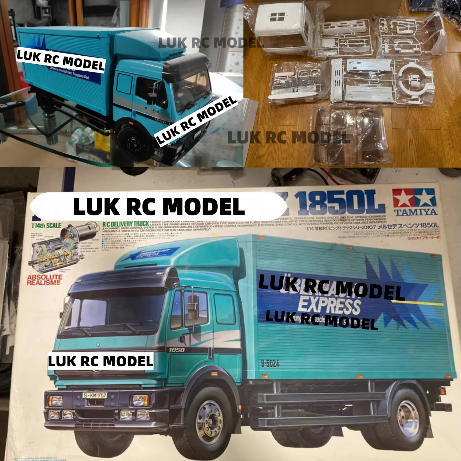 

Неокрашенный TAMIYA 1/14 4*2 56307 1850L Панель для доставки фургона RC Трактор 540 Двигатель Трехскоростная коробка передач DIY Запчасти Подарки