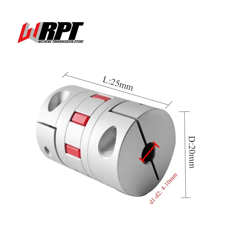 Plum Blossom Coupling Star Screw Encoder Elastic High Torque Coupling Servo Motor Aluminum Coupling XB-20X25