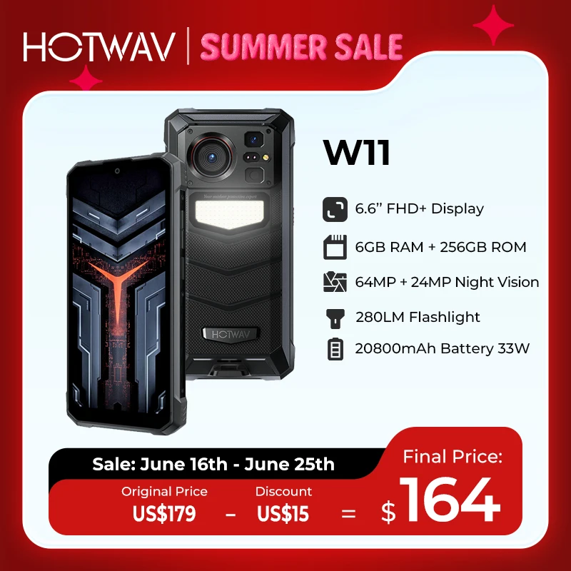 

[World Premeire] Прочный телефон HOTWAV W11, 20800 мАч, 280 лм, фонарик, 6,6 дюйма, FHD +, смартфон, 33 Вт, 24 МП, мобильный телефон ночного видения