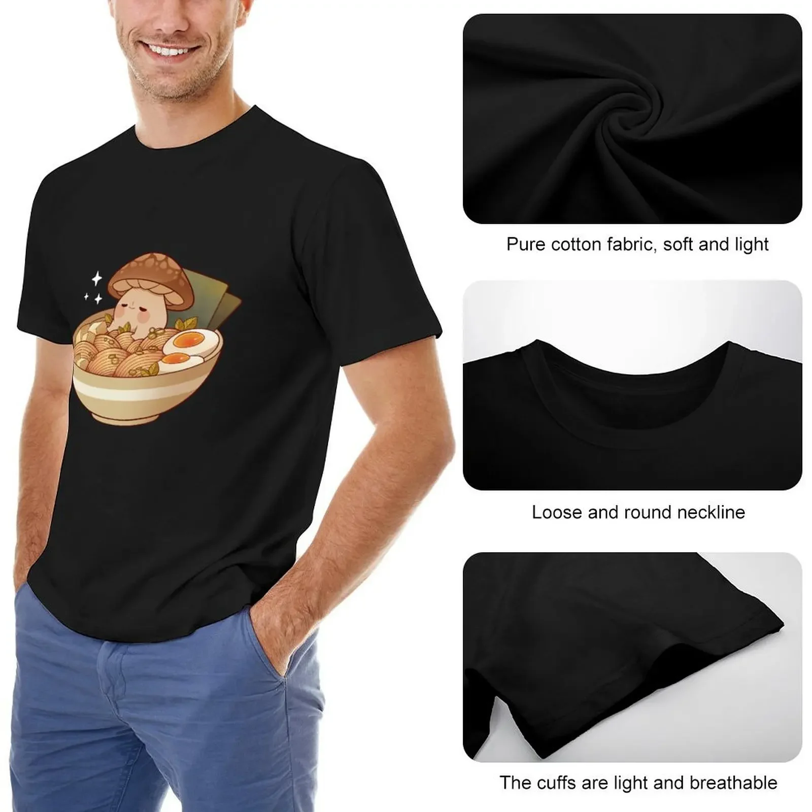 Miso noedelsoep met shiitake paddestoel T-shirt man kleding Louboutins grappige t-shirts voor mannen