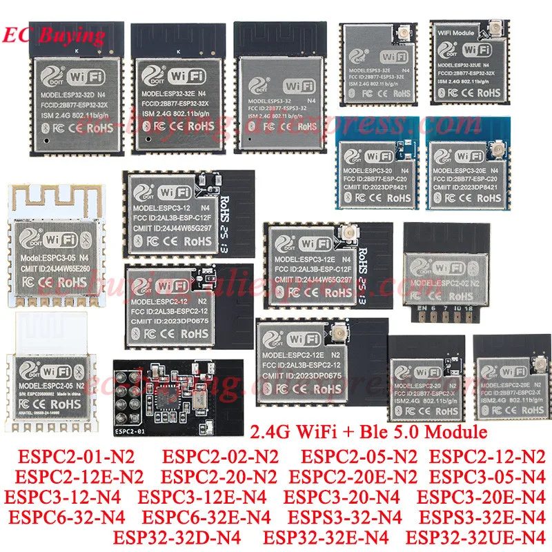 10Pcs/1pc ESP32 C3 S3 ESPC3 ESPS3 ESPC2-01 02 05 12 12E 20 20E -N2 ESPC6-32 32E 32D 32UE-N4 2.4G WiFi+Ble 5.0 Wireless Module