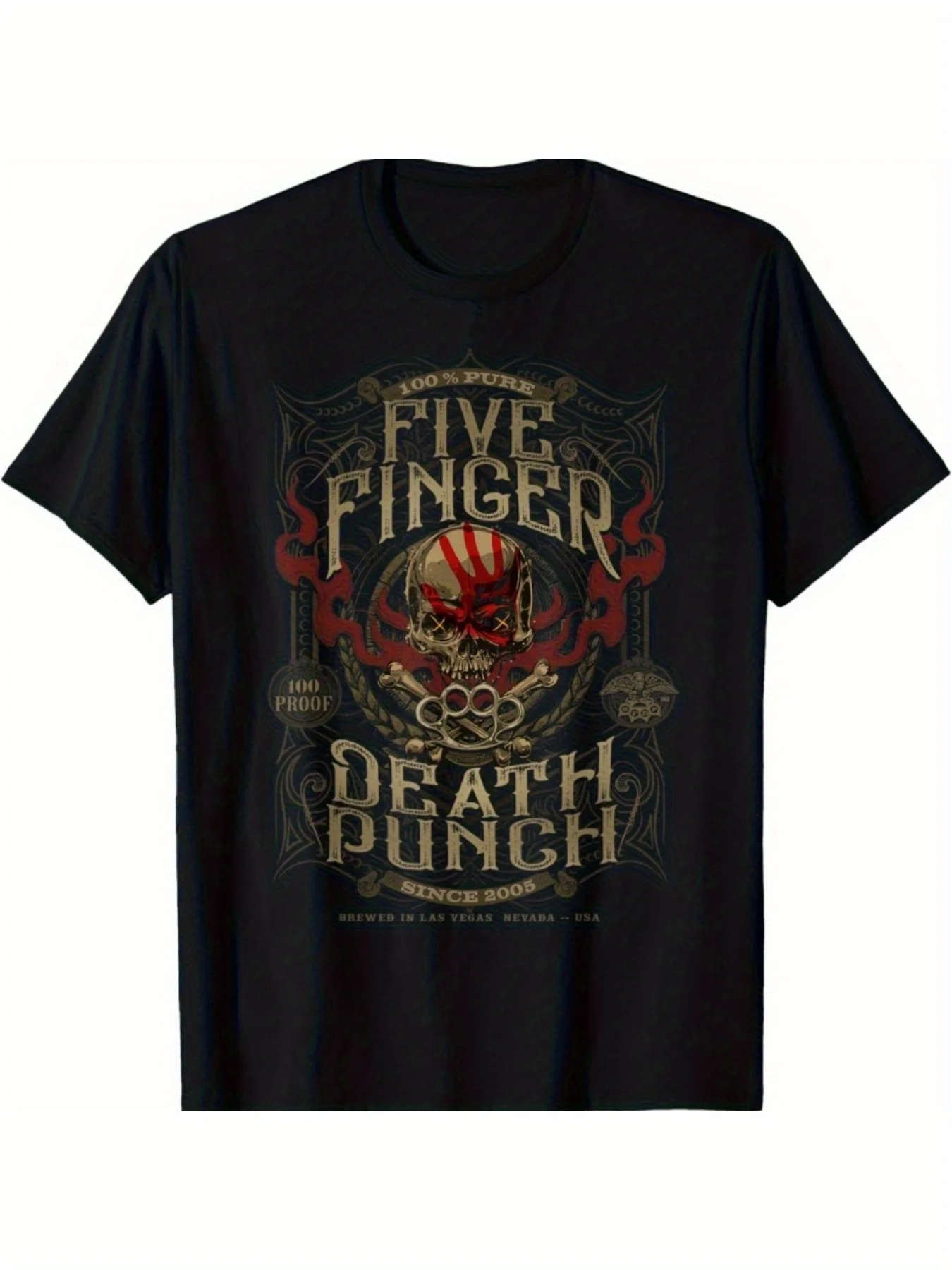 

Five Finger Death Punch Vintage Skull Graphic T-Shirt 100% Cotton O-Neck Short Sleeve Summer Casual Mens T-shirt Streetwear