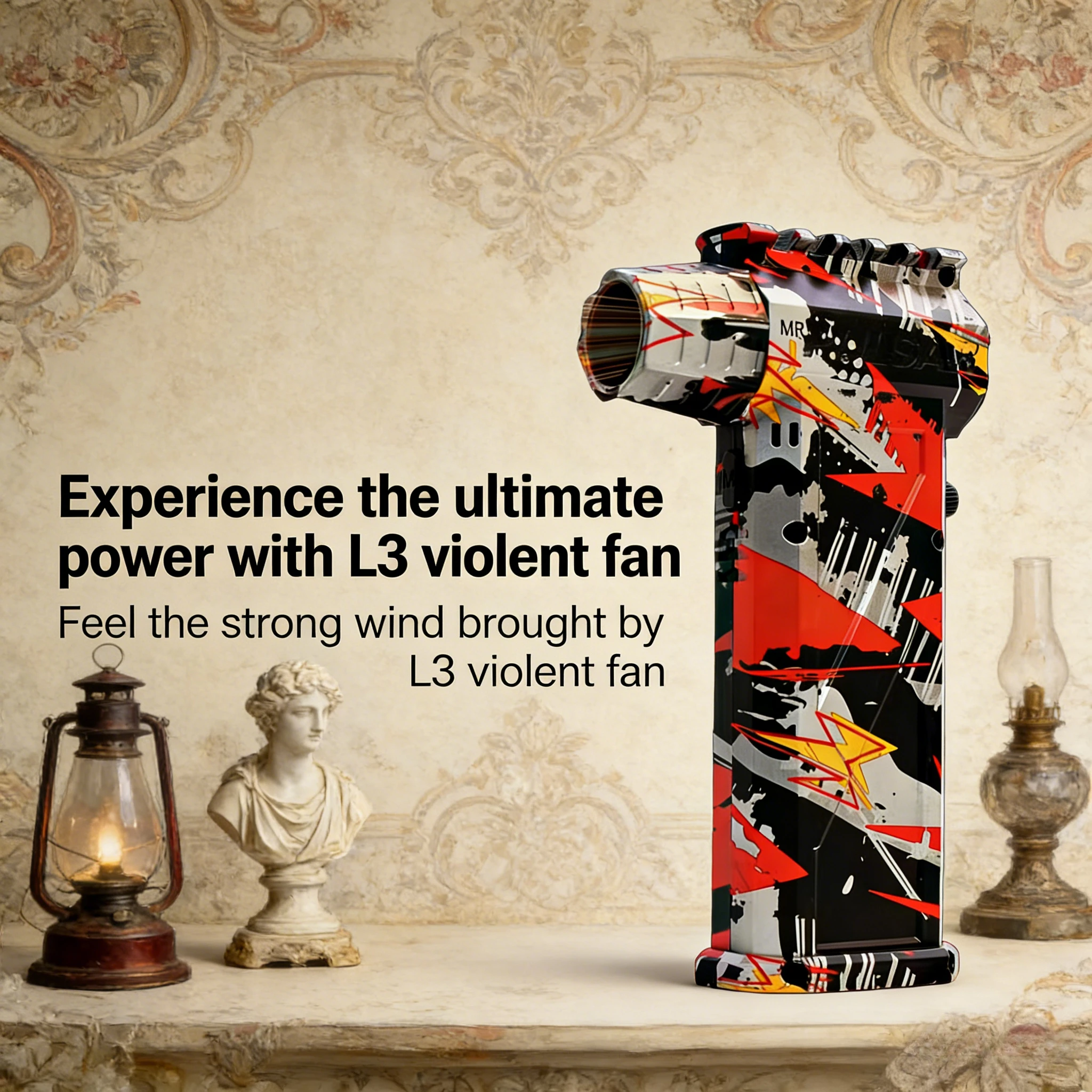 

Бесщеточный вакуумный турбовентилятор L3 для сушки волос, 75 м/с, 300 000 об/мин - серебристо-черно-красный, с пистолетом для мойки автомобилей и снегоуборщиком