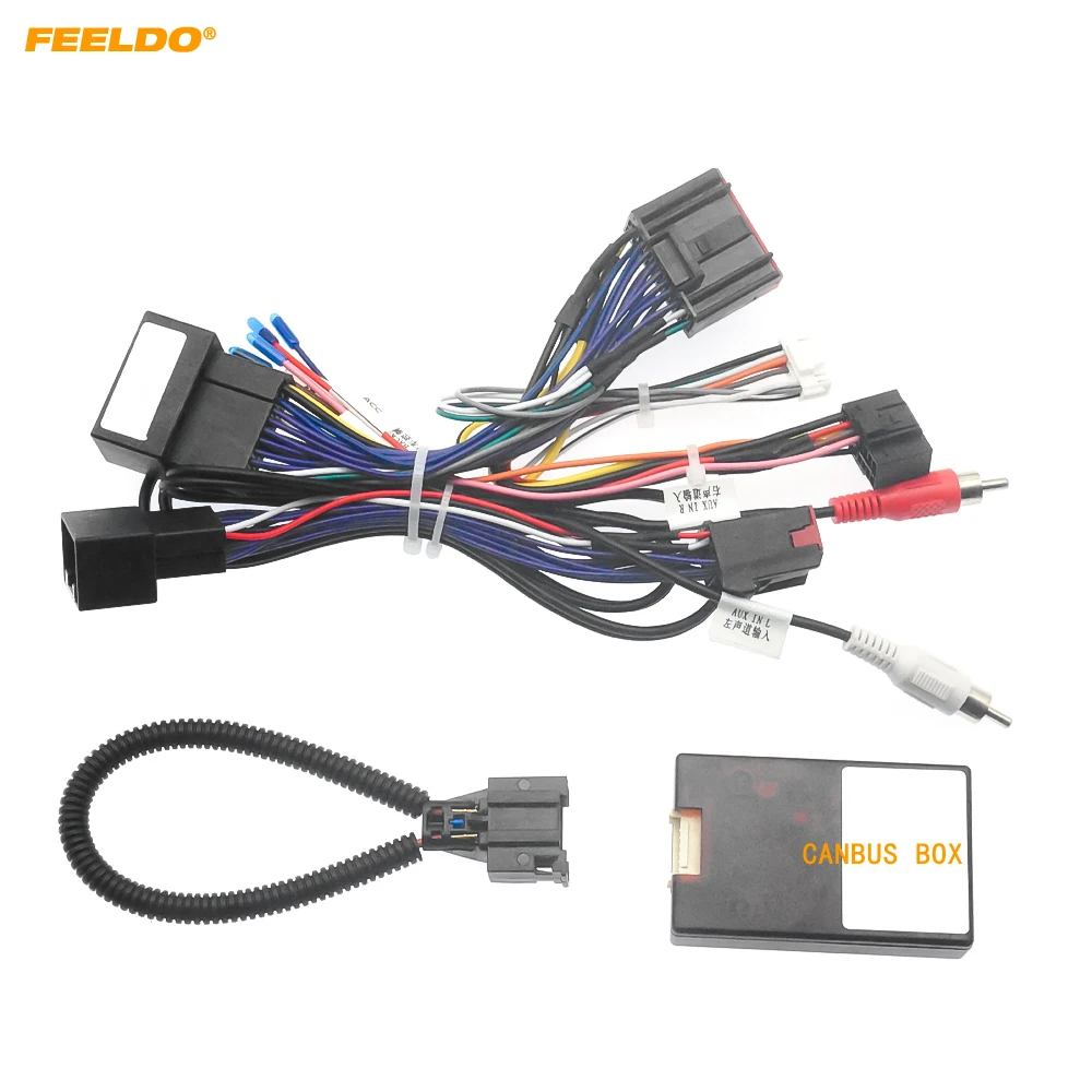 

FEELDO Car 16pin Power Cord Wiring Harness Adapter With Canbus & Fiber AMP Cable For Landrover Discovery 3 (04-09) Installation