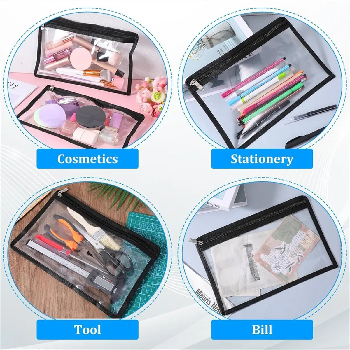 【New User-Coupon!】18 Pcs Clear Zipper Pouches Pencil Pouches Waterproof PVC Makeup Pouch Envelopes Folder Storage Organization B
