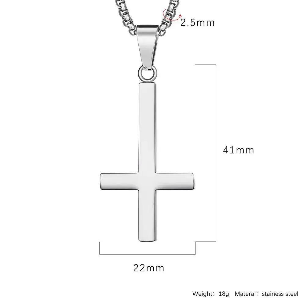 Saint Peter Pope's Handstand Cross Necklace Devil Satan Pendant for Men Woman Stainless Steel Religious Jewelry