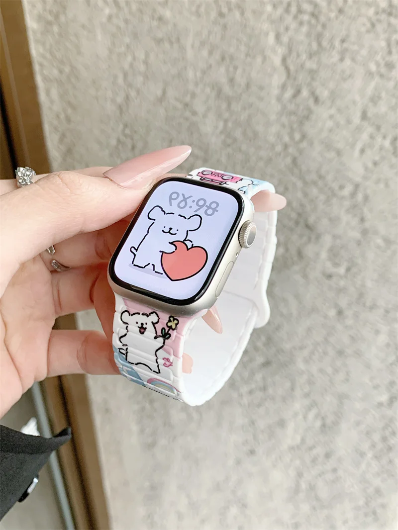 Cute Pattern Watch Strap Birthday Gifts For Apple Watch S10 46mm 45 44 42 41 40 38mm For Iwatch Cartoon Version Style