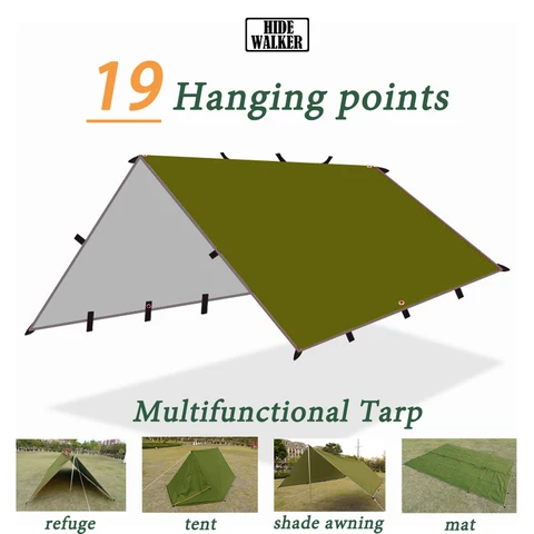 Barraca impermeável lona 19 pontos de pendurar tenda sobrevivência acampamento ao ar livre tático abrigo solar 4x4 3x4 3x3 leve pára-sol toldo