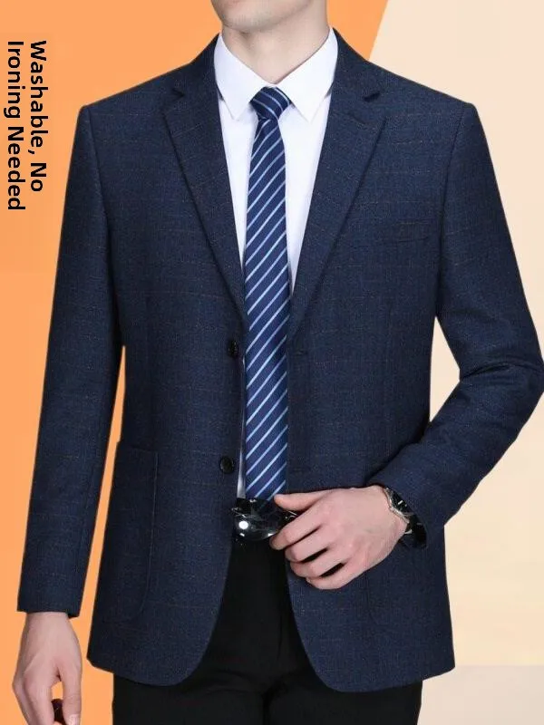 

Men's Casual Plaid Woolen Suit Single Piece Autumn Winter Business Dad Casual Outerwear Loose Fit Comfortable Elegant