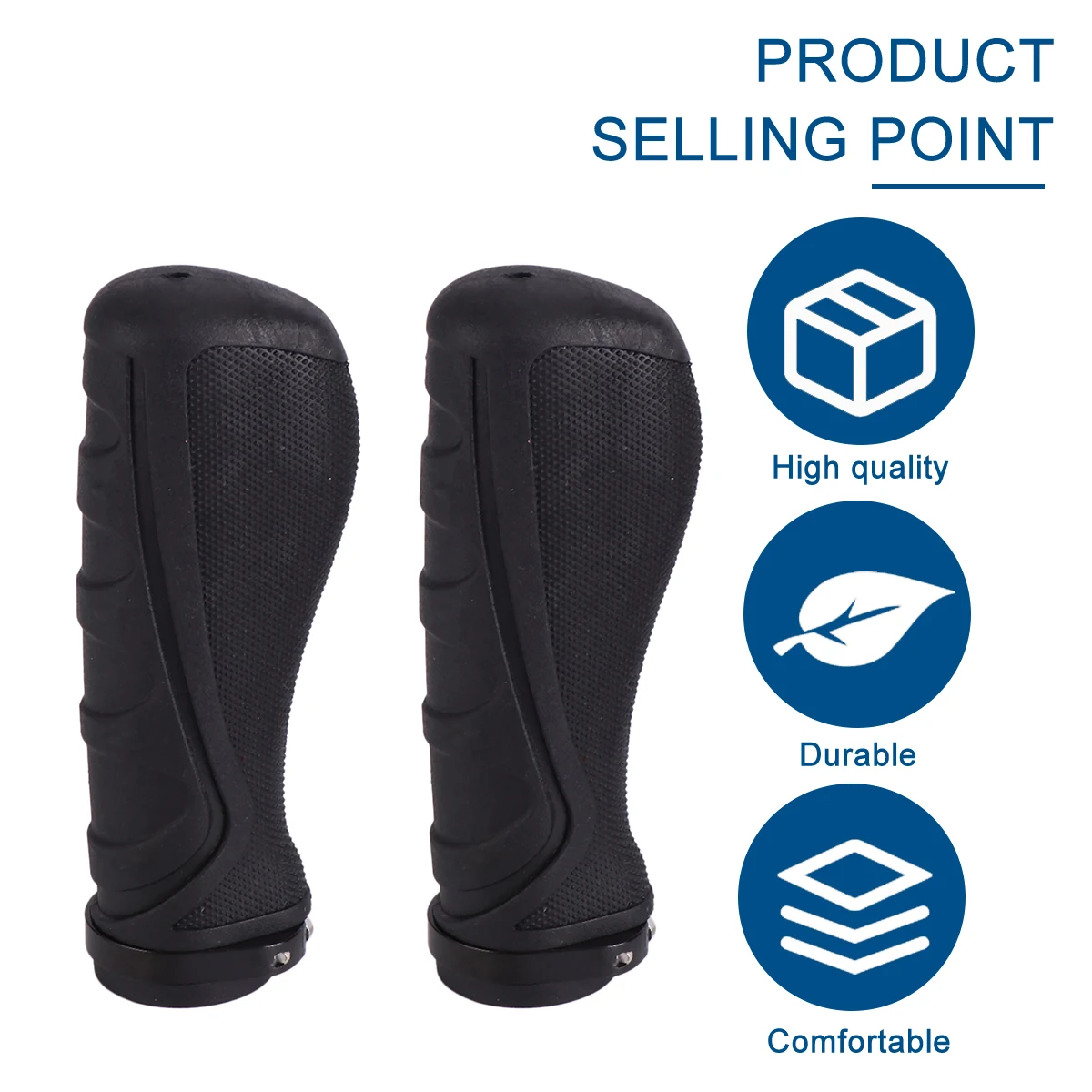 

2pcs Mountain Bike Handlebar Grips Comfortable Non-Slip Rubber Handle Grips For Cycling Anti-S Traction Covers Black