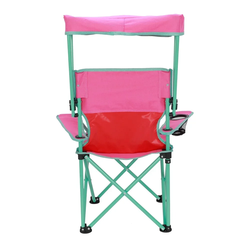 Kids Canopy Camp Chair Safety Lock Portable Outdoor Chair with Canopy Adjustable Sunshade Cup Holder Kids 125lb Capacity image 5