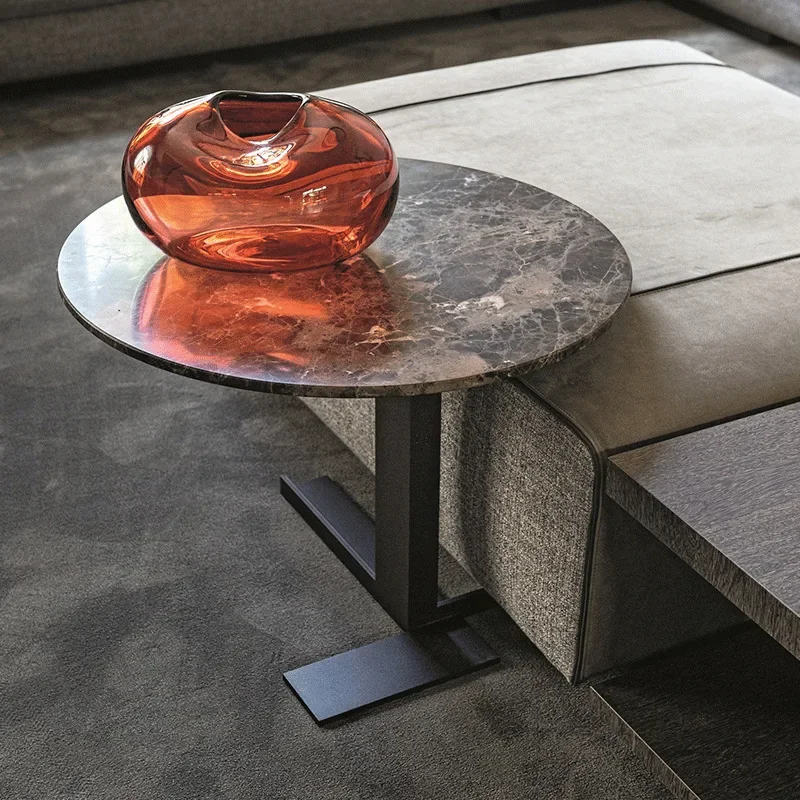 Square stainless steel marble coffee table simple modern metal combination tea table light luxury Nordic designer small side