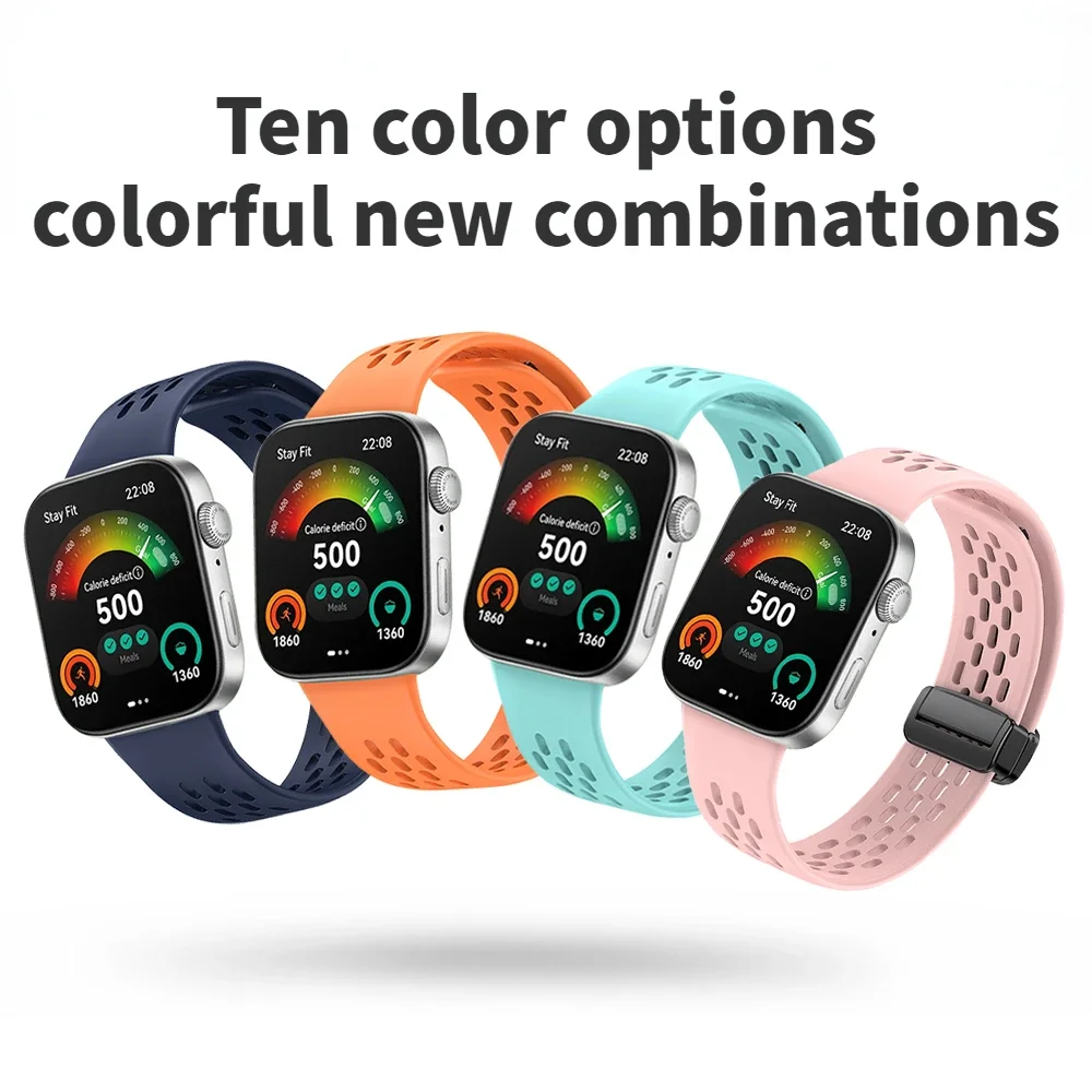 سوار معصم بإبزيم مغناطيسي قابل للتنفس لساعة Huawei Watch Fit 3/Fit 4 من السيليكون لساعة Huawei Watch Fit 4 Pro الرياضية