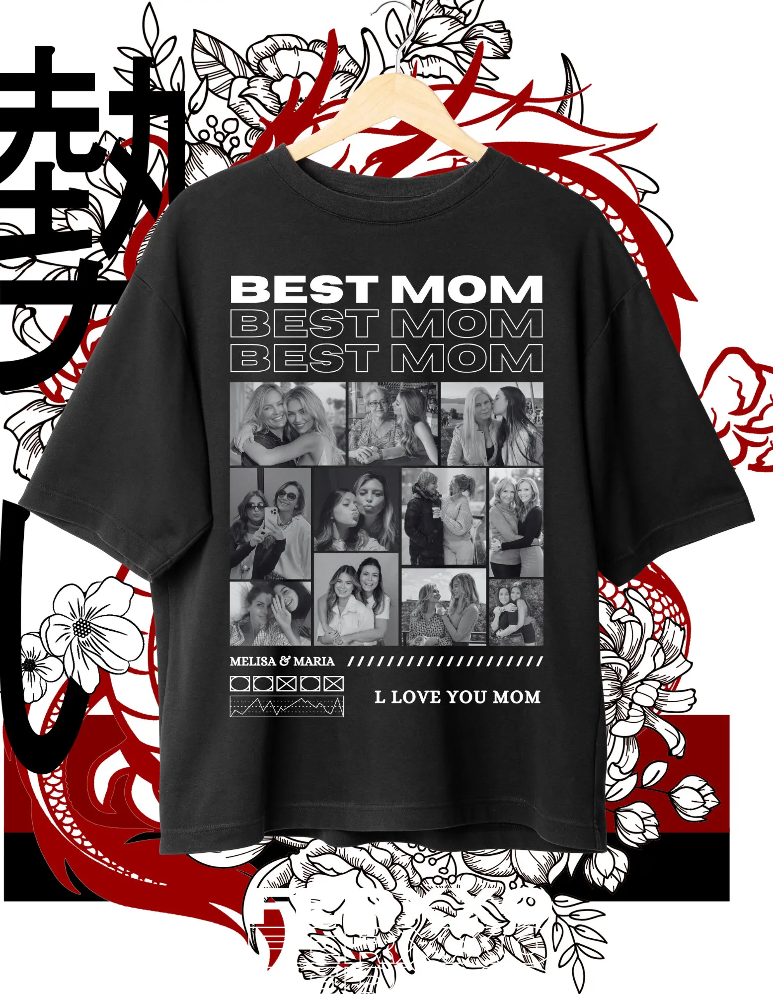 Customize your template for mom's day mom collage t shirt custom photo mothers