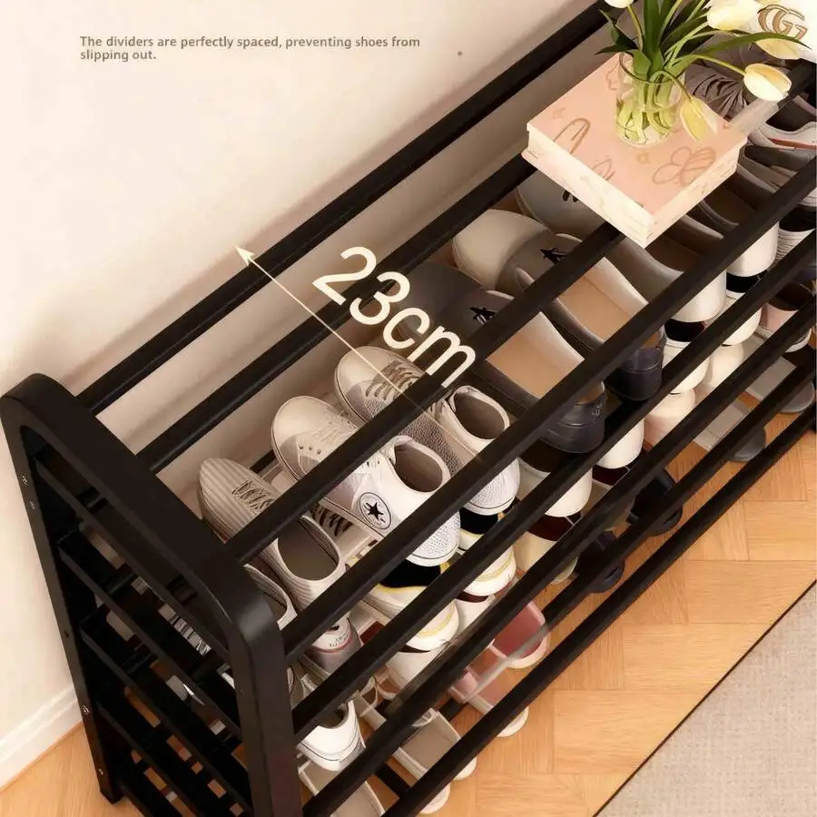 Durable 5-Tier Iron Shoe Rack, Narrow Space-Saving Design, All Iron Structure Without Wood. Freestanding, Wall Mounted & Over-Th