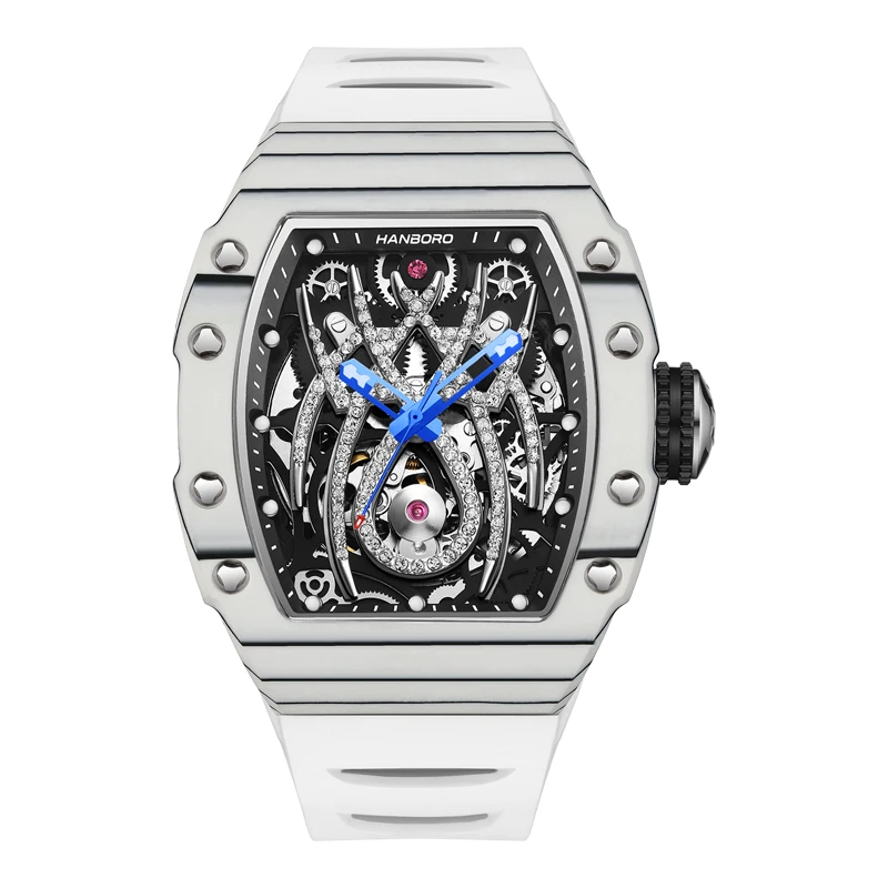 

HANBORO Men's Spider Automatic Mechanical Watch with Carbon Brazed Case and Diamonds Spider Crafted Personalized Dial