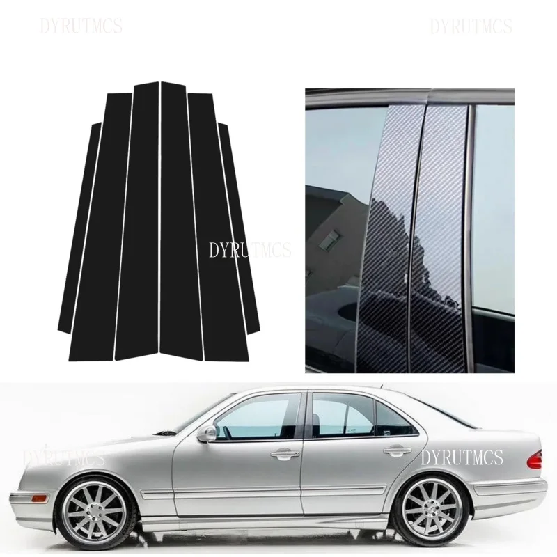 

6 шт. глянцевые черные стойки, подходят для Mercedes Benz E Class W210 S210 1995-2002, декор окна, дверная боковая накладка