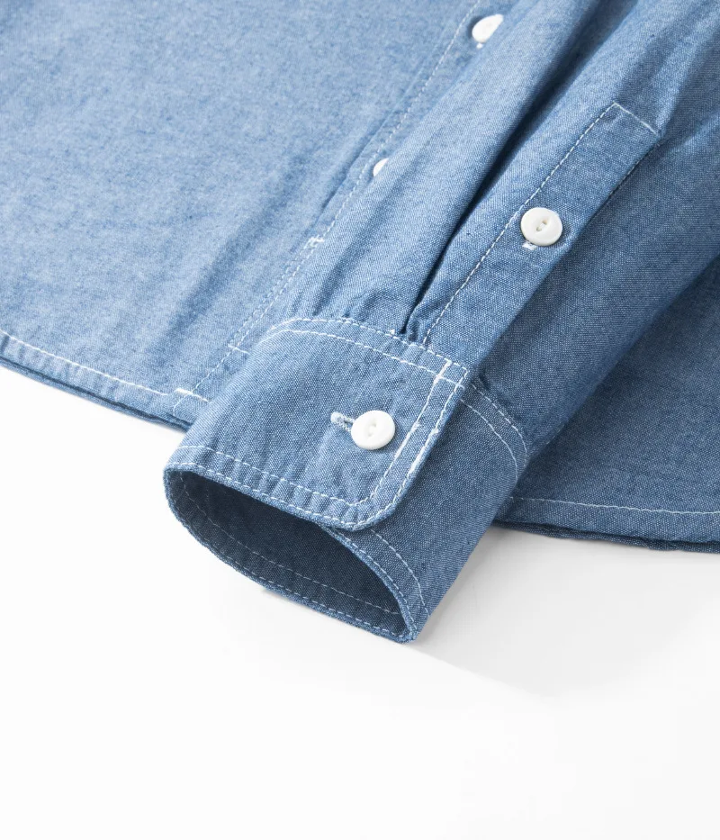 OKONKWO Jugend-Chambray-Oxford-Langarmhemd im europäischen Stil, Outdoor, Trekking, Klettern, Reisen, Sport, Western-Bluse, Arbeitskleidung – Detail 32