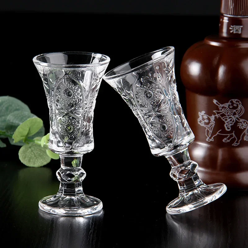 6pcsx34ml 45ML Lead Free Glass Machine Made Chinese Old Fashioned Shot Glasses for Liquor Vodka Spirit Drinks