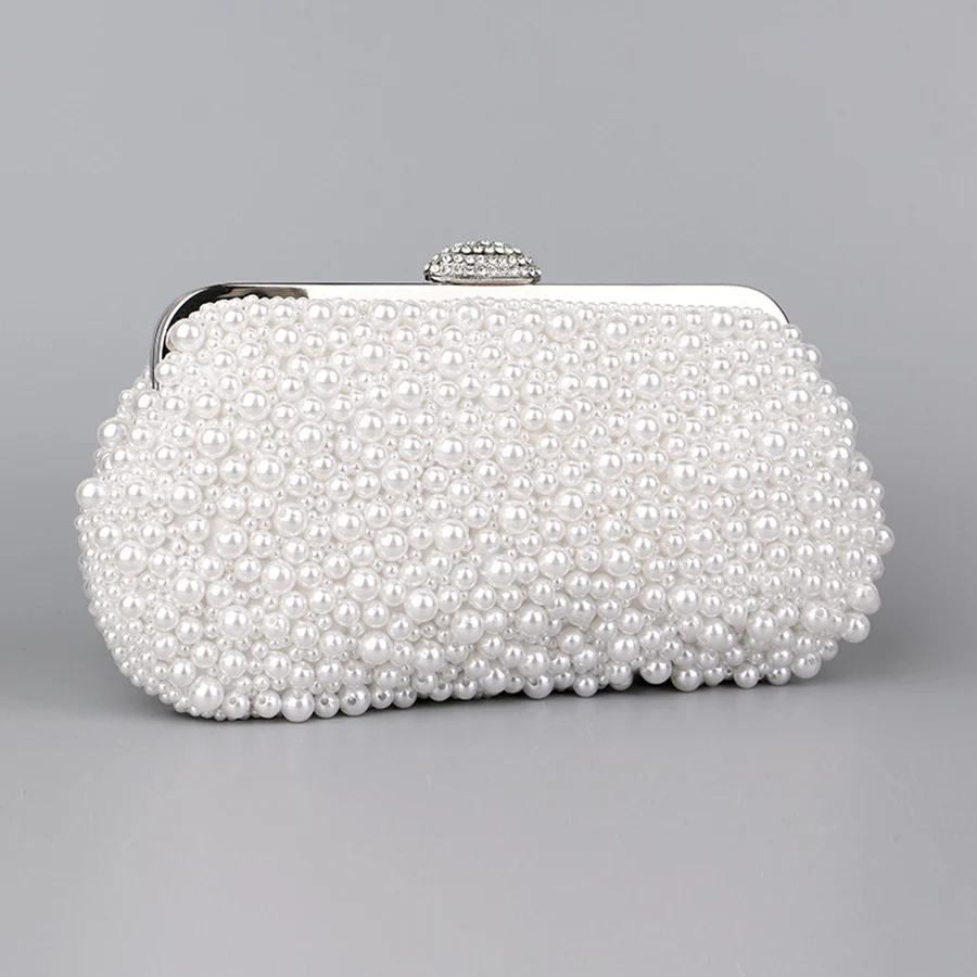 

Роскошная свадебная вечерняя сумка ручной работы, сумка на плечо с цепочкой, клатч из бисера, женская сумка из искусственного жемчуга для свадебной вечеринки