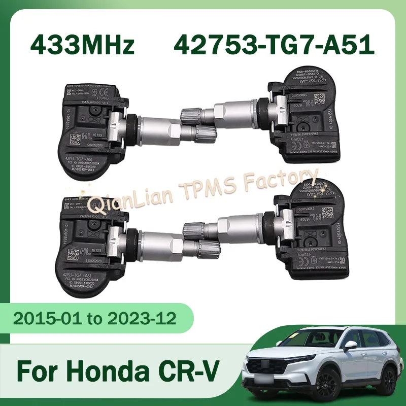 1/4pcs 42753-TG7-A51 TPMS Sensor Tire Pressure Monitor System For Honda CR-V HR-V Accord Pilot Legend Odyssey Touring 433MHz