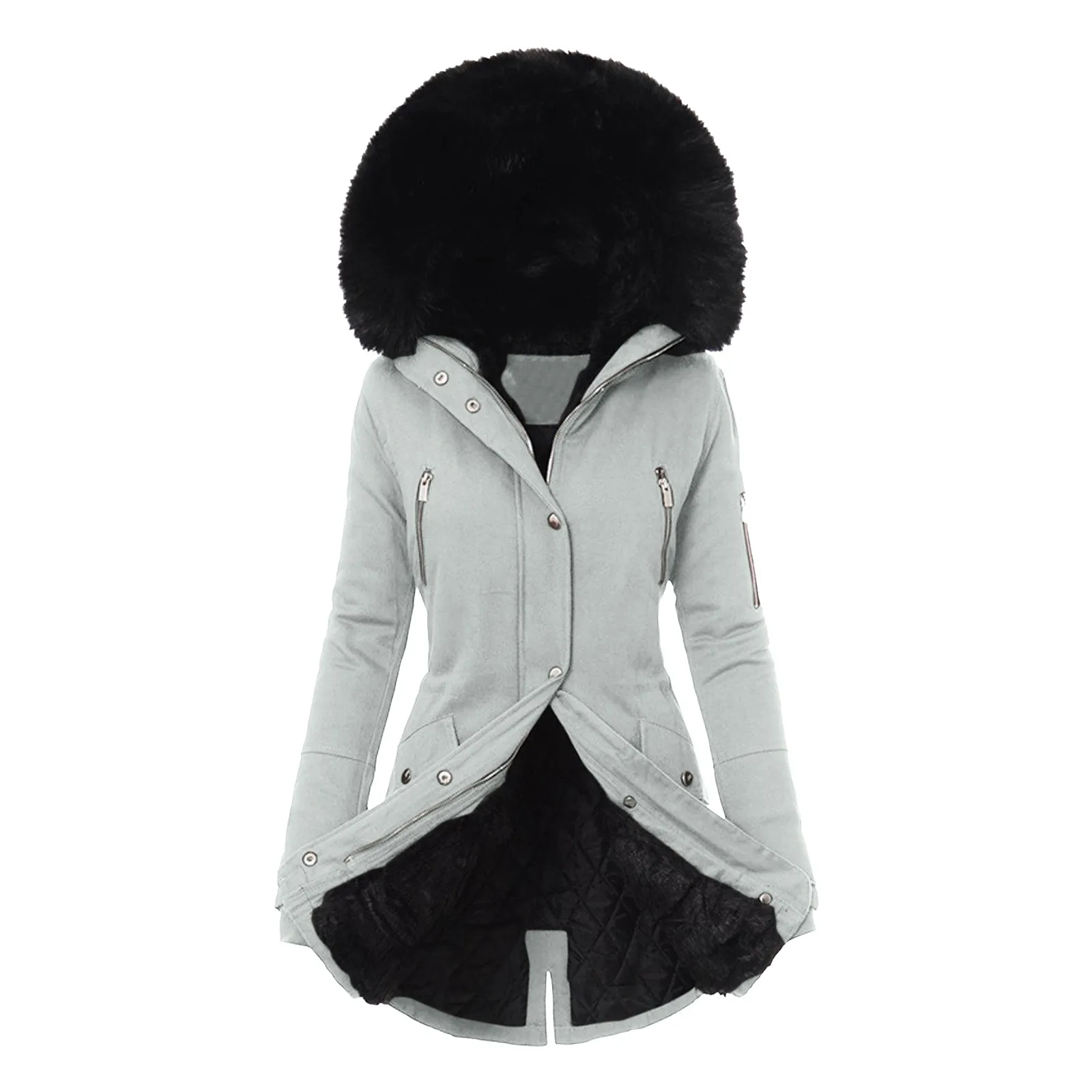 Fashion Cotton Padded Winter Coat Women Warm Fleece Jacket Solid Thicken Casual Jacket 2024 Winter Slim Ladies Coat Overcoat