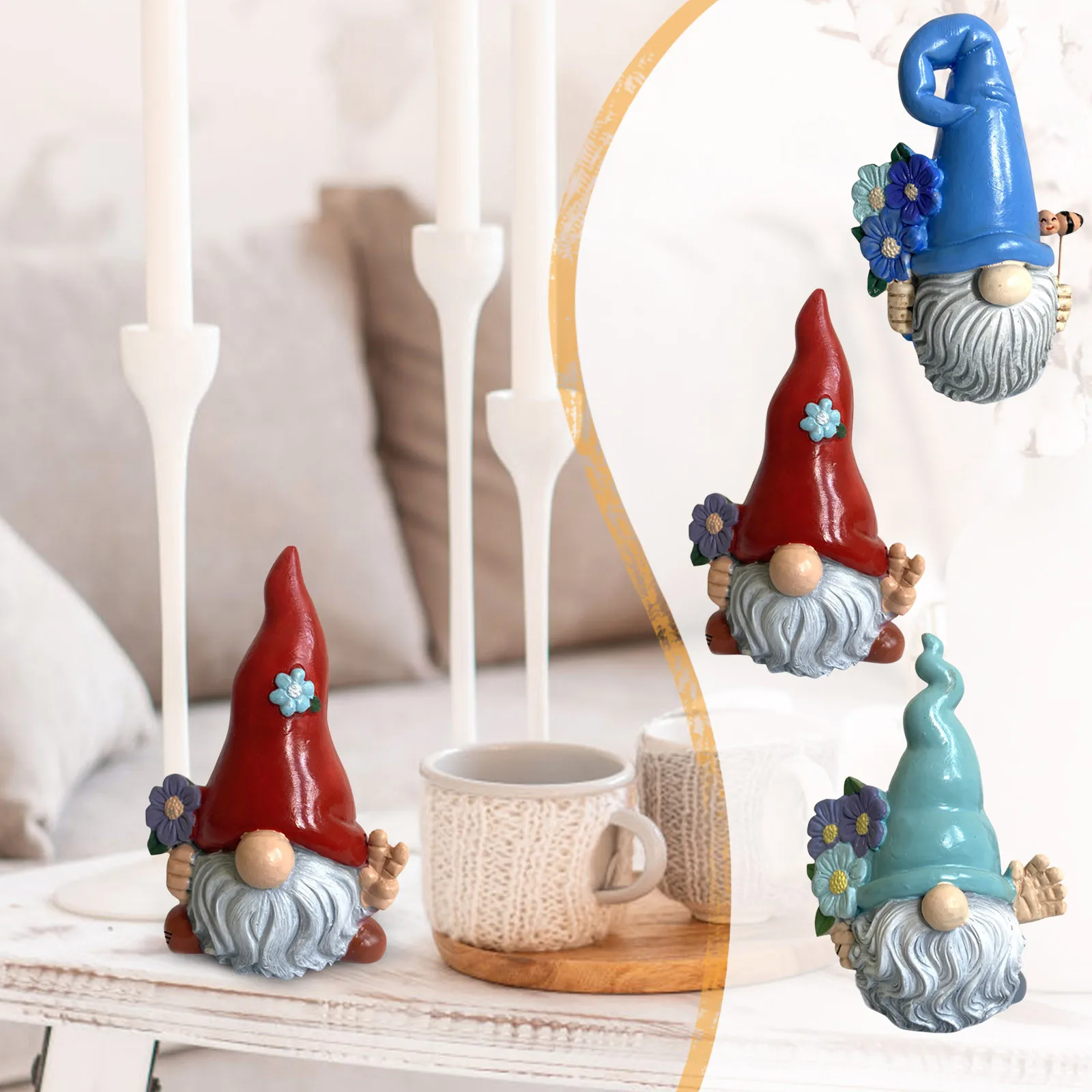 1pc Faceless Miniature Gnome Resin Statue, Dwarf Ornament Three-dimensional Elf Statue, For Landscape Yard Garden Decoration