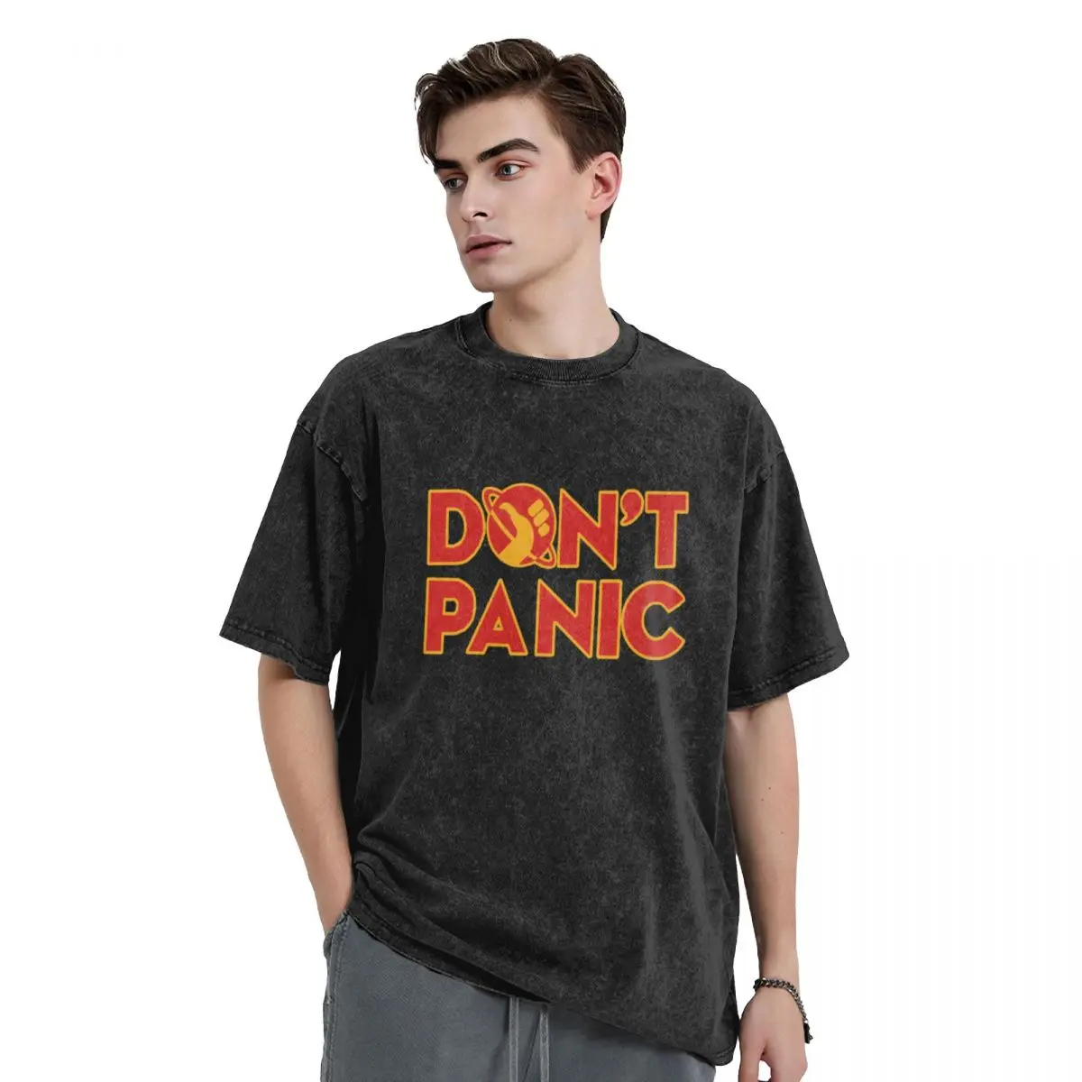 

Don't panic The Hitchhiker's Guide to the Galaxy T-Shirt anime clothes sublime t shirts men