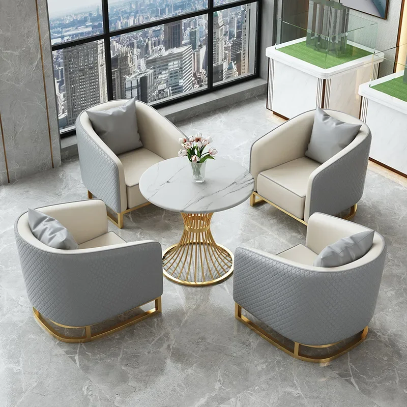 negotiation table and chair combination sales office sofa business meeting guest reception lounge area one table and four chairs